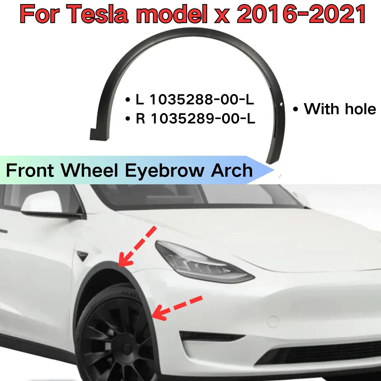 

Front Wheel Eyebrow Arch For 2016-2021 Tesla Model X Fender Flare Molding 1034430-00-F 1075668-00-A 1035289-00-L Car Accessories