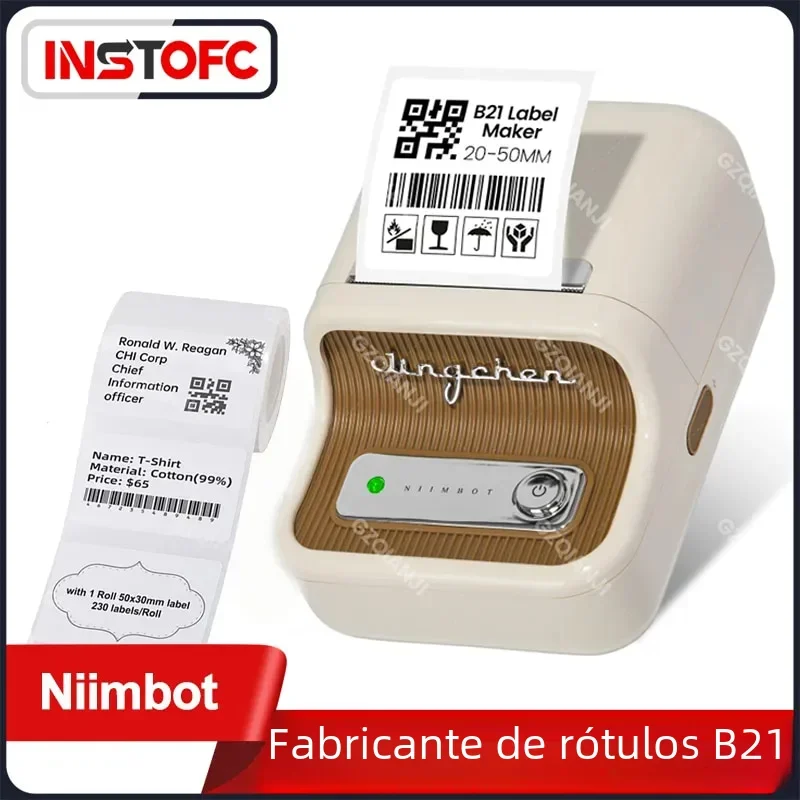 Impressora Térmica Portátil Niimbot B21 Sem Tinta Bluetooth para Criação de Etiquetas de Código de Barras para Casa e Escritório com Fita de Presente, Roupas e Joias - Novo