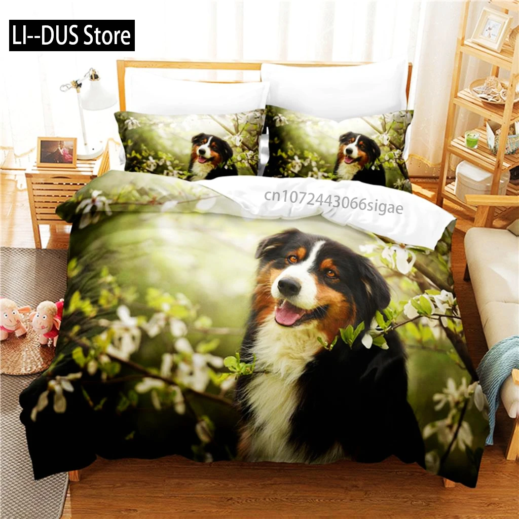 جميلة الكلب طقم سرير حاف مجموعة غطاء الفراش 3D الطباعة الرقمية الملكة حجم طقم سرير تصميم الأزياء #5