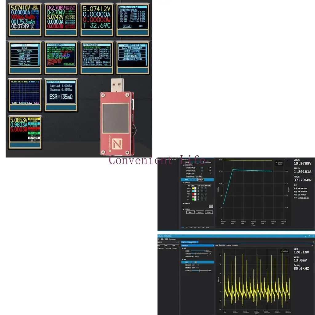 

L1EE USB-тестер измерителя мощности USB-тестер Type-C Монитор тока и напряжения ЖК-дисплей