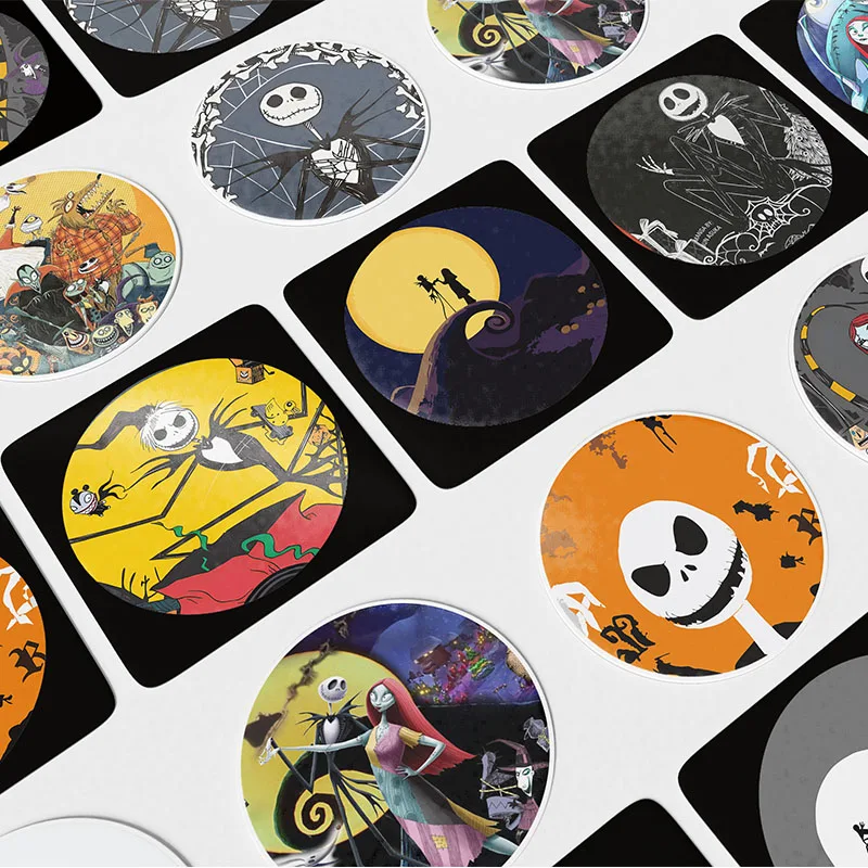 The Nightmare Before Christmas Theme Party Decor Round Stickers for Water Bottles, Suitable for Luggage and Laptop