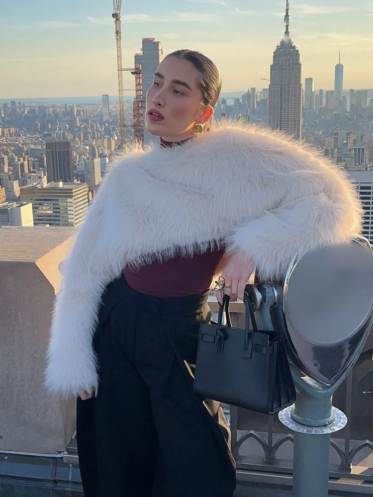 HH Mulheres Moda Inverno O-pescoço Manga Longa Casual Solto Top Feminino Quente Pulôver de Pele Sintética Moletons Streetwear 2 Cores