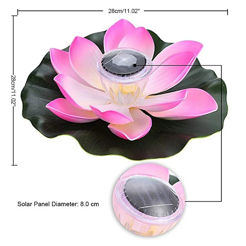 Solar rechargeable LED Lotus light RGB colorful waterproof outdoor floating pond night light wishing light automatic on/off
