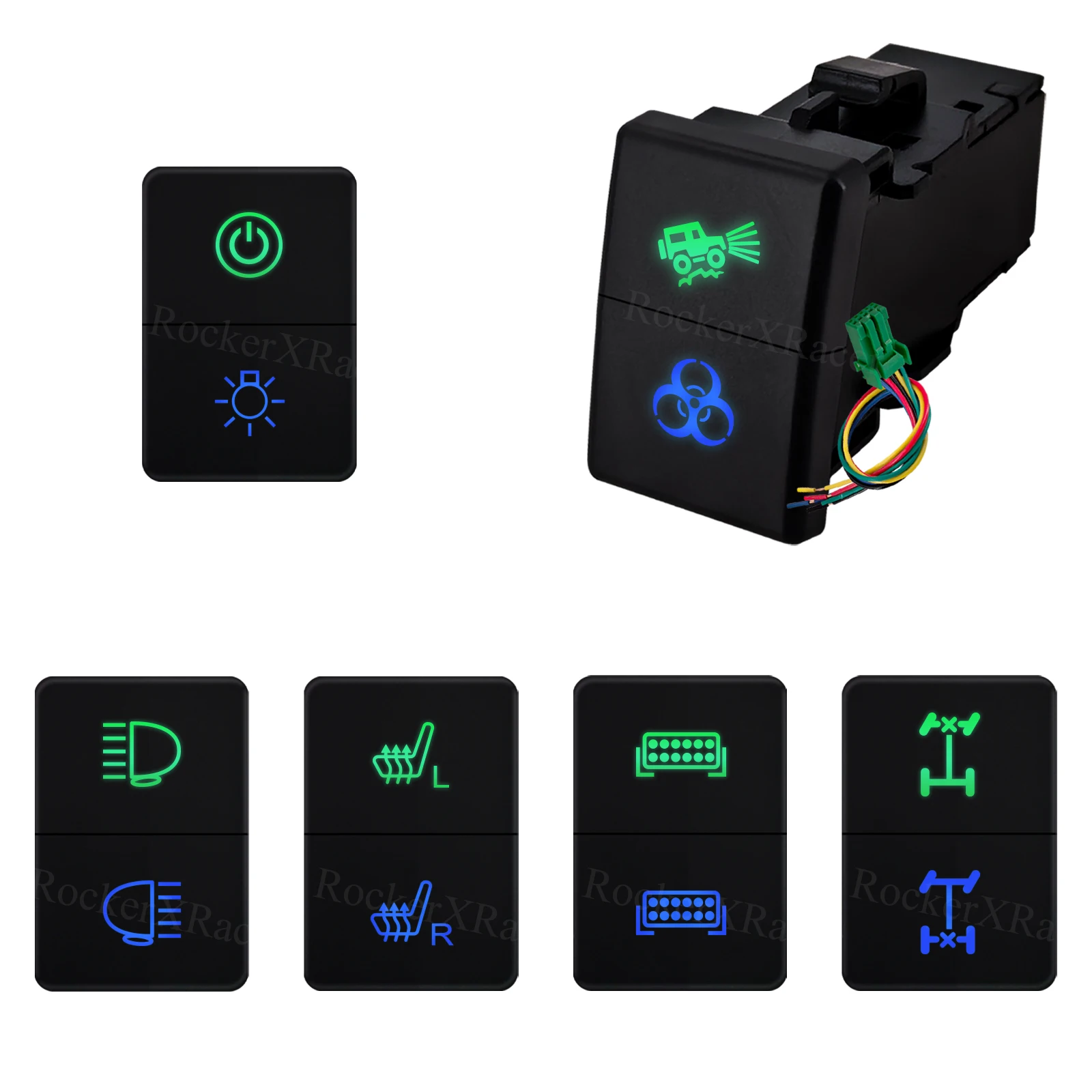 Car Dual Button Switch 12V LED Light Bar Off Road Front Rear Lock Control For ISUZU MU-X D-MAX HOLDEN COLORADO 2012~2019