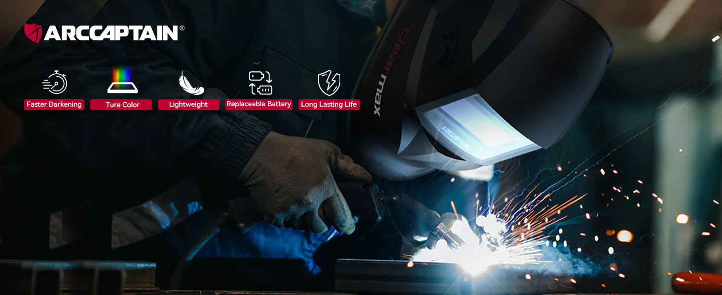ARCCAPTAIN Welding Helmet Auto Darkening 1/1/1/1 Solar Powered 4 Arc Sensor 1/25000s Welding Hood Face Mask For MIG MAG ARC TIG