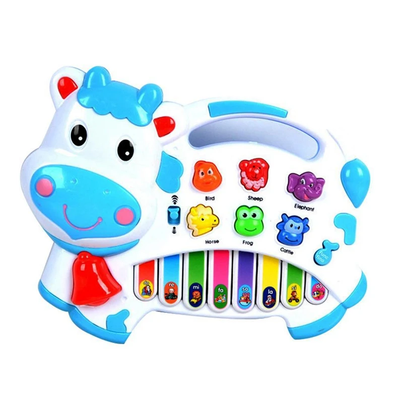 HOT-Baby Piano Music Toy Cartoon Cow Animal Farm Keyboard Piano Baby Music Note Learning Developmental Educational Kids Toy