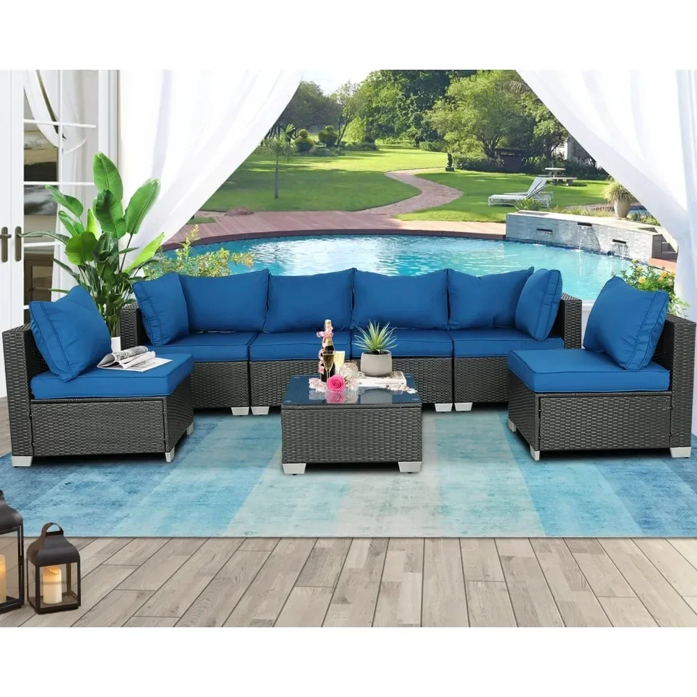 

Outdoor Furniture Sets Patio Conversation Set with Cushions for Balcony Lawn,Garden,Sectional PE Rattan Outdoor sofa Furniture