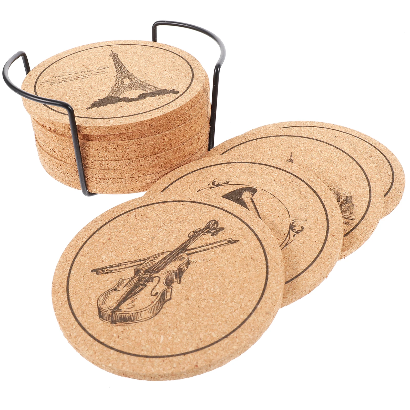 

12 Pieces Cork Coasters Retro Print Non Slip Heat Resistant Mats for Coffee Tea Wine Glasses Bulk Drink Coaster Set Soft
