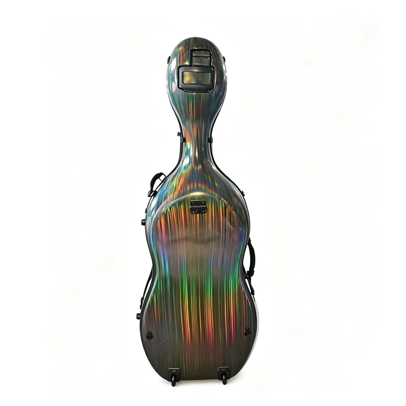 New Cool Colorful Rainbow Carbon Fiber Cello Case 4/4, Waterproof and Pressure Resistant Wheeled, Light Aircraft Shipped