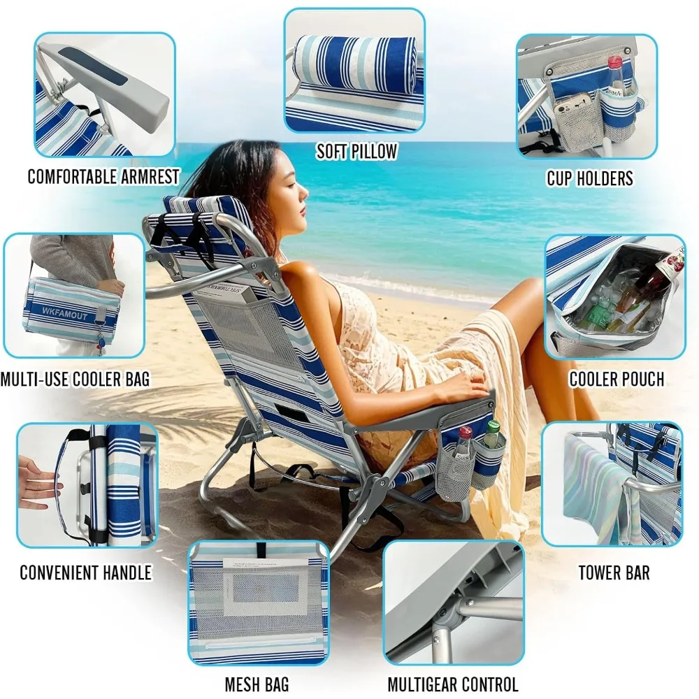 Rucksack Strandkorb Aluminium 2er-Pack mit klappbarem Campingtisch