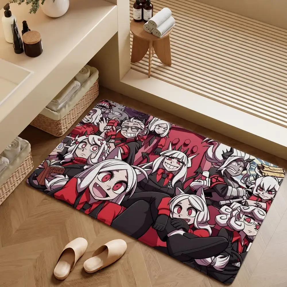 Game Helltaker Lucifer Modeus Cerberus Floor Mat Soft Flannel Entrance Doormat Non-Slip Washable Rug For Bedroom Home Decor