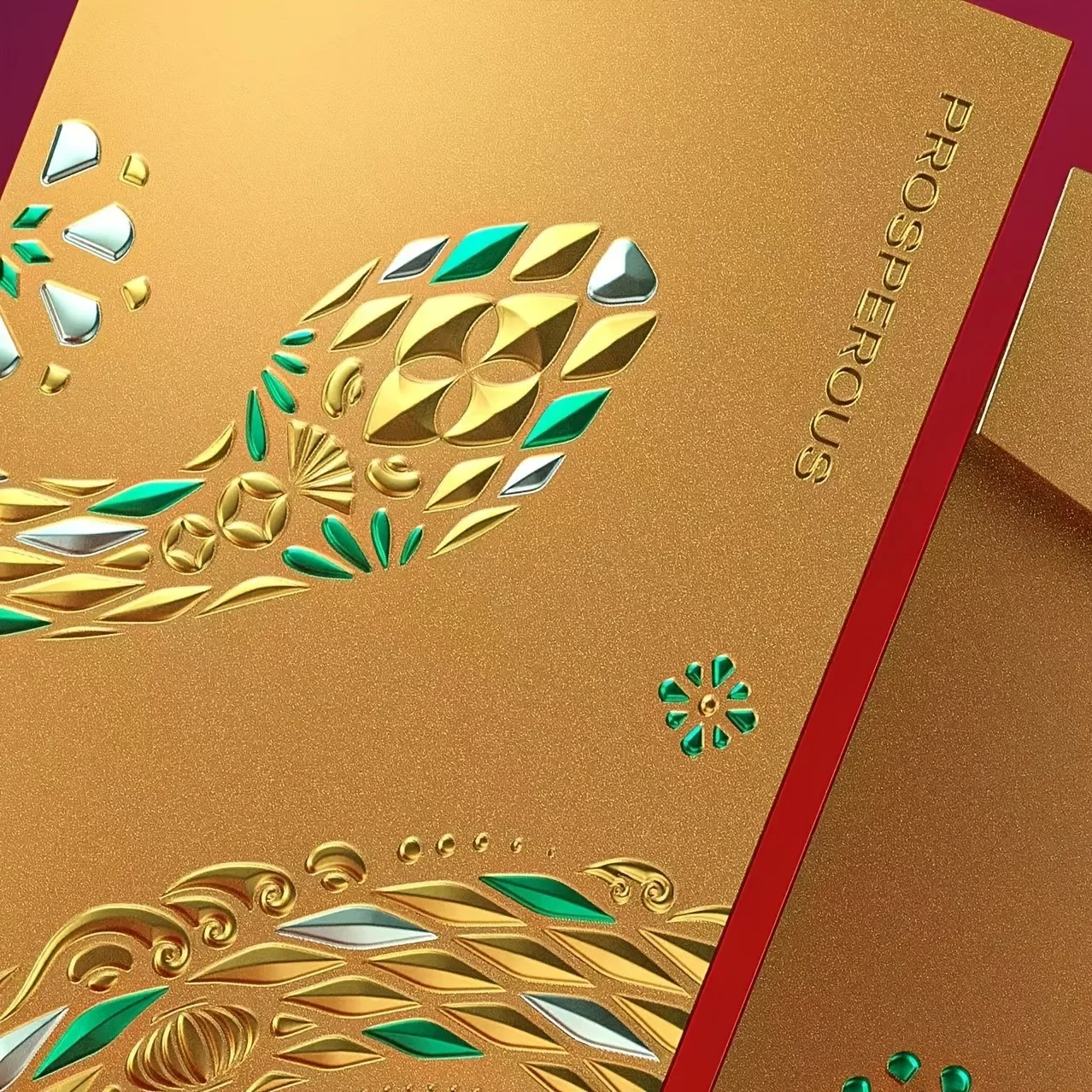 4Pcs 2025 Snake Year Red Envelope Chinese New Year Red Packet Premium Gold Foil, 6.7x3.5 Inches, New Year Supplies