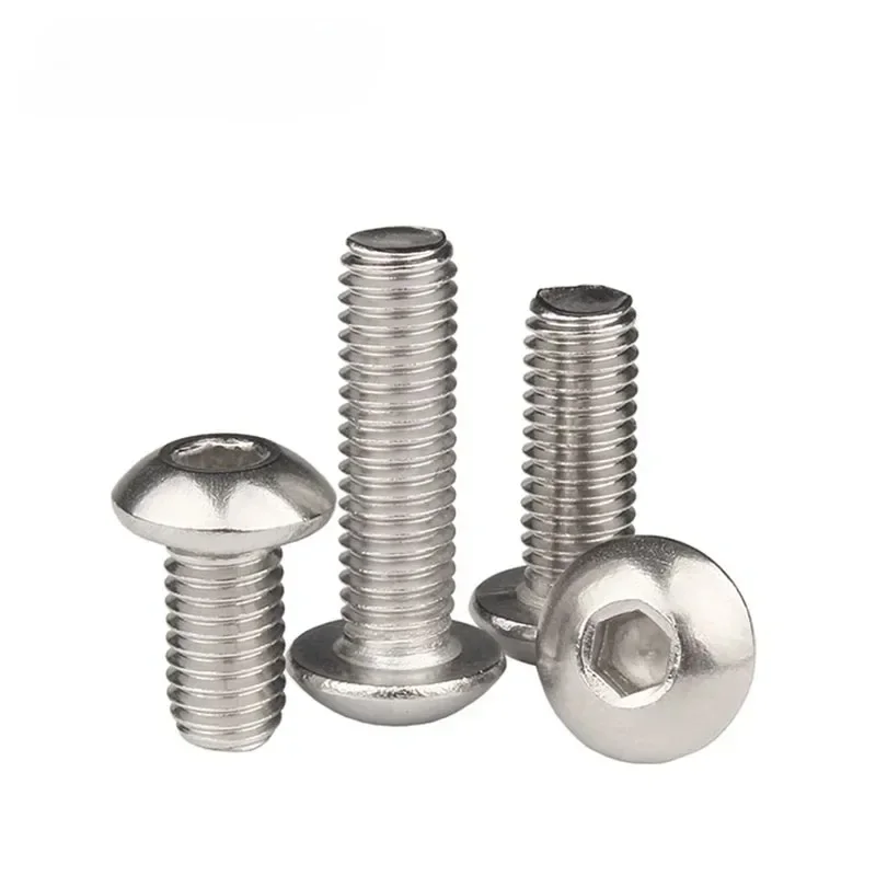 Innensechskantschraube M2 M2,5 M3 M4 M5 M6 304 Edelstahl Knopf Innensechskant Flachkopf Rund Maschine Möbelbolzen ISO7380 DIY – Detail 6