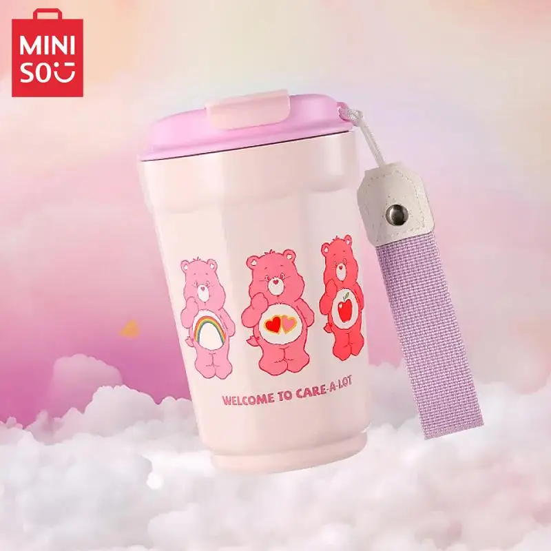 

MINISO Love Bear Stainless Steel Water Cup Thermos Cup Kawaii Animation Rainbow Bear Print Portable Cup 360Ml Tea Cup