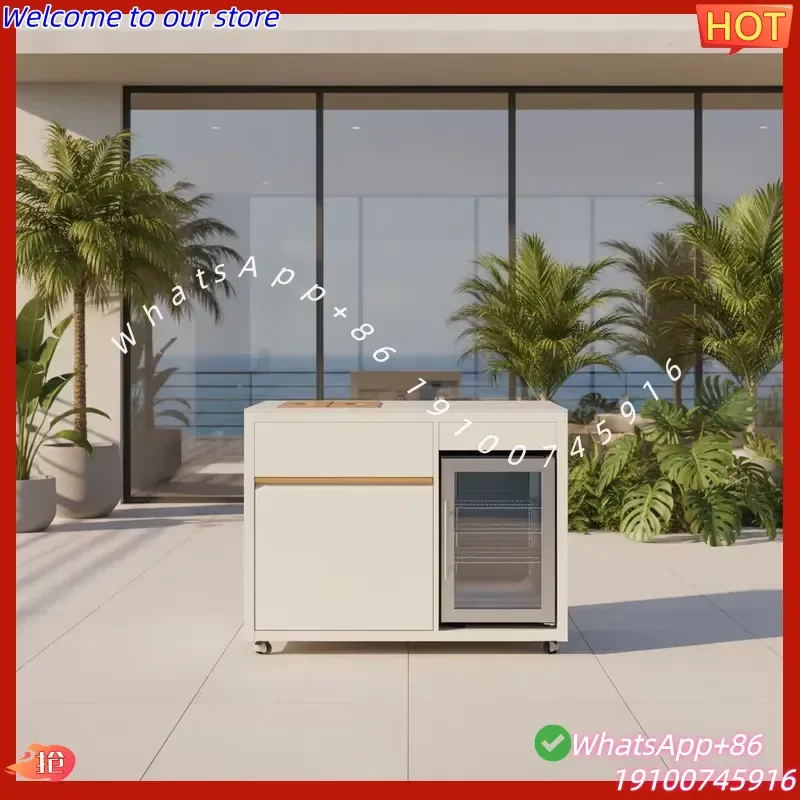 2026CE High Quality Outdoor Kitchen Fridge with 68L Glass Refrigerator Worktop 25L Ice Bucket for Teak Multipurpose for