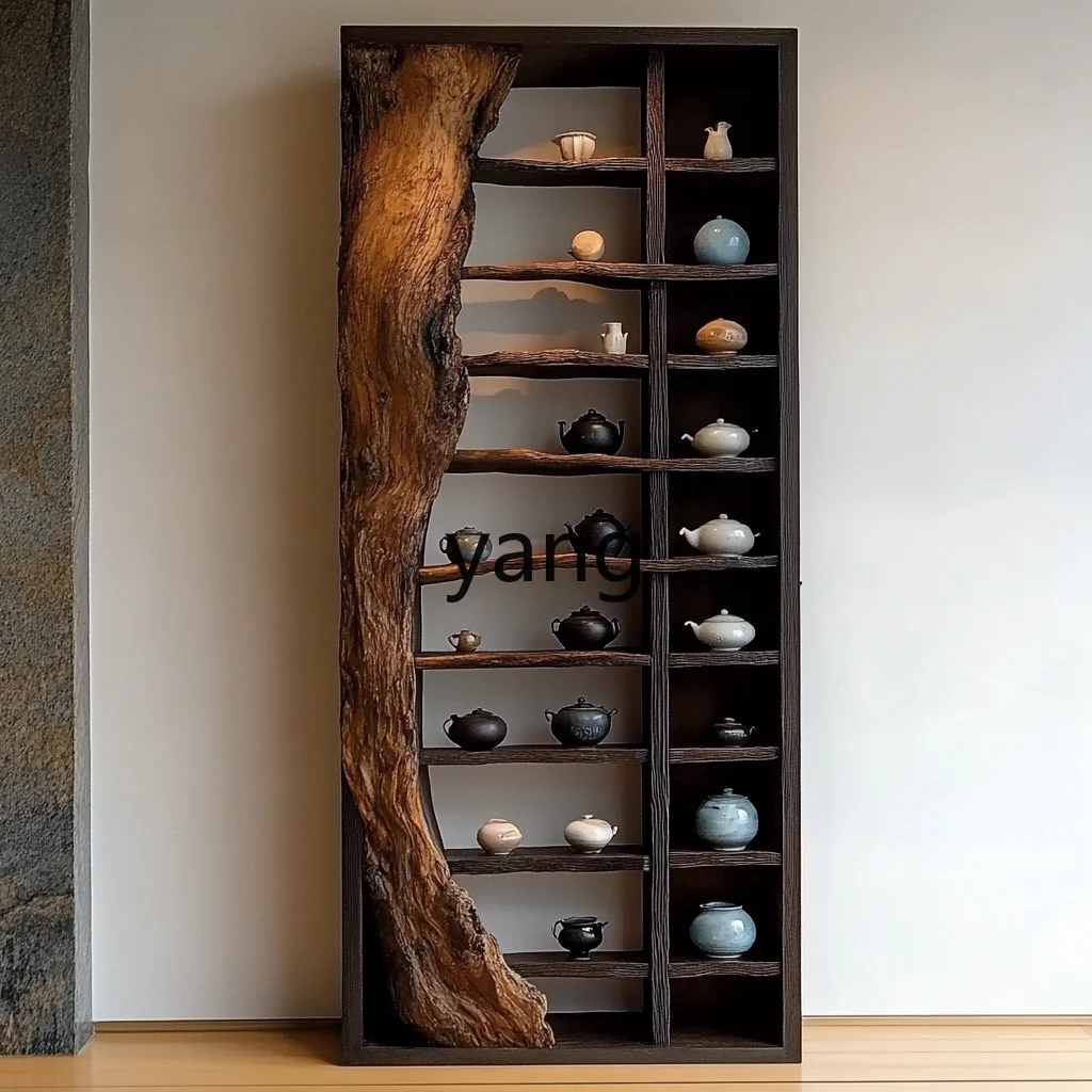 LMMM  wabi-sabi wind medieval rack tea set Duobao Pavilion solid wood cabinet storage bogu rack