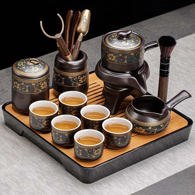 

Raw ore purple sand automatic tea infuser Kung fu tea set wholesale office home tea infuser Chinese plum tea cup set