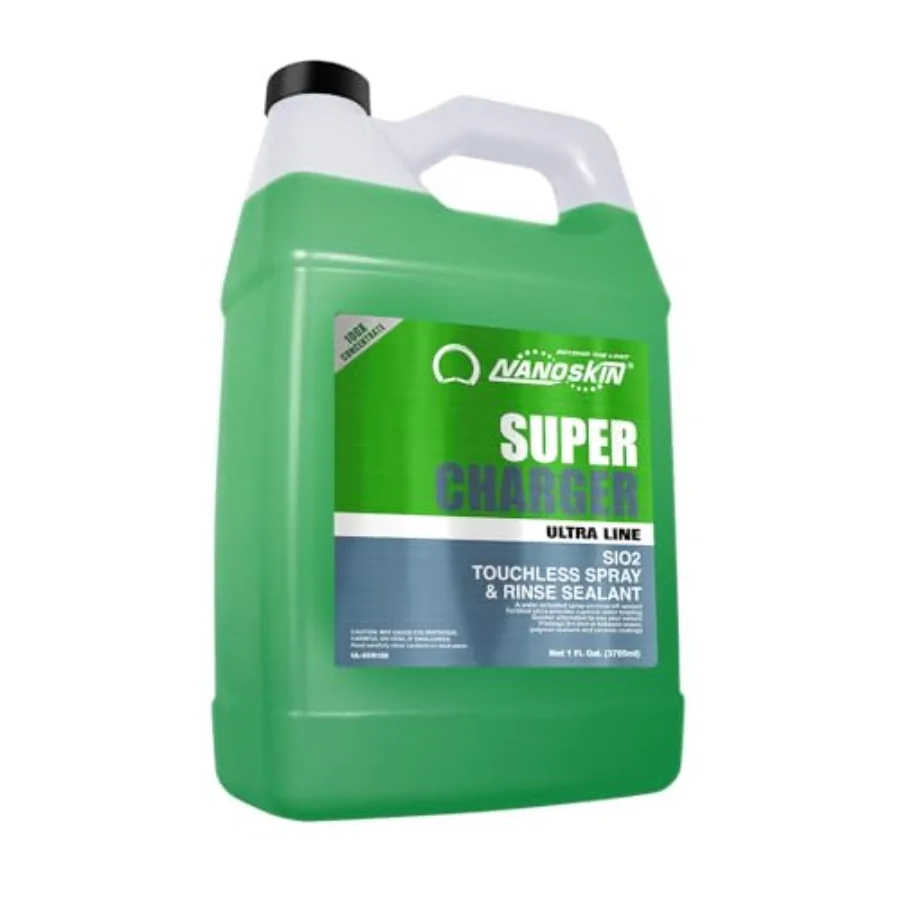 

Ultra Line SUPER CHARGER SiO2 Touchless Spray-On/Rinse-Off Sealant 1 Gallon Car Wash Paint Glass Spray for Car Detailing Safe f