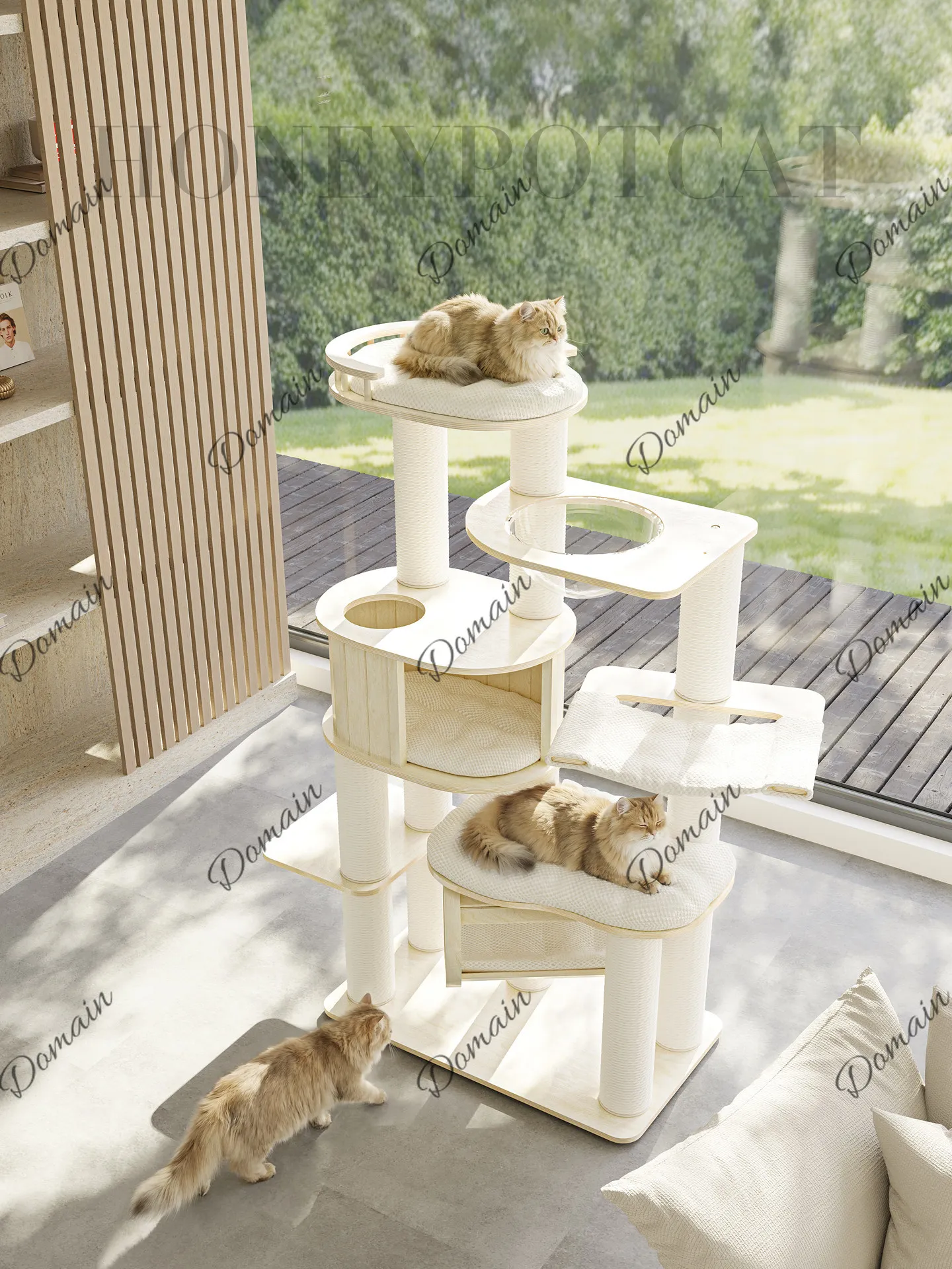 Solid wood cat climbing frame, quality cat nest, multi-layer large cat climbing frame household 260101