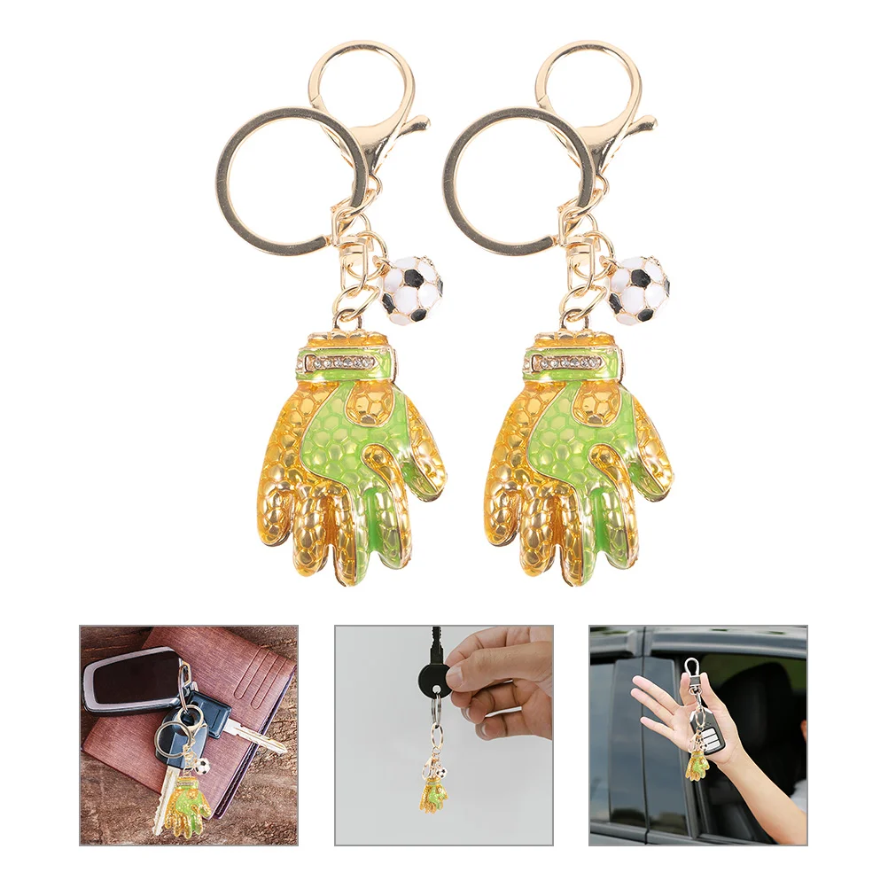 

2 Pcs Football Glove Keychain Shaped Pendant Goalkeeper Gloves Keyrings for Men Schoolbag Mens Hanging Ornaments Decorative Car