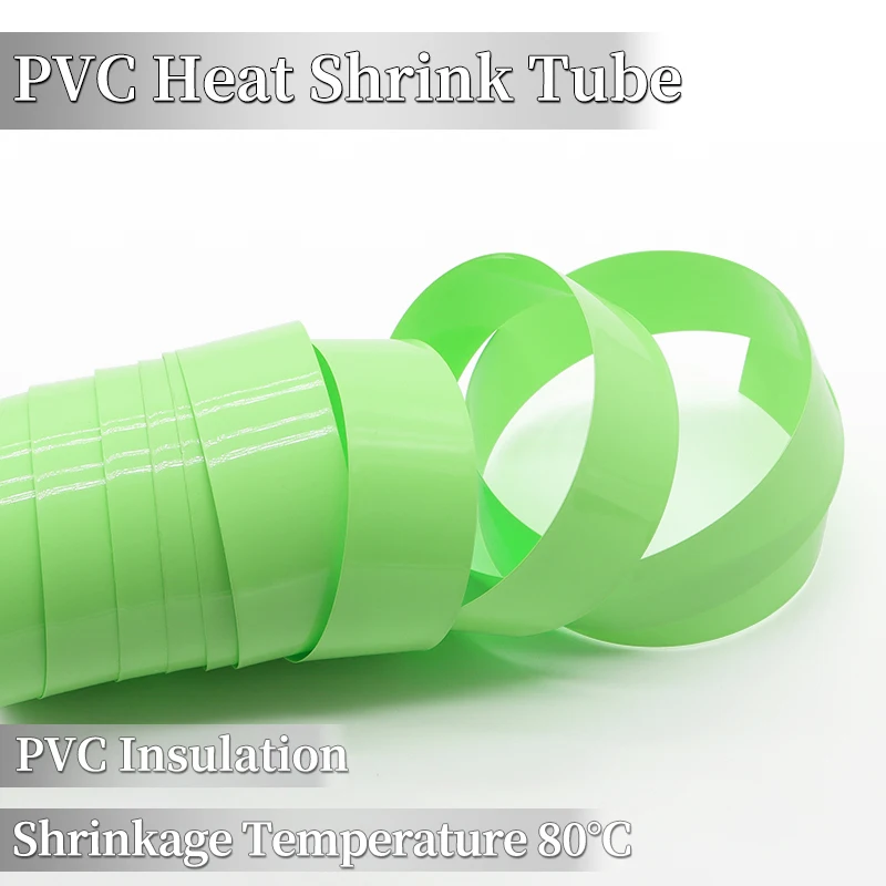 Tubo Termoencolhível de PVC Verde Frutas, Largura 17mm ~ 200mm, Capa Protetora Isolante para Baterias Lipo 18650/21700/26650