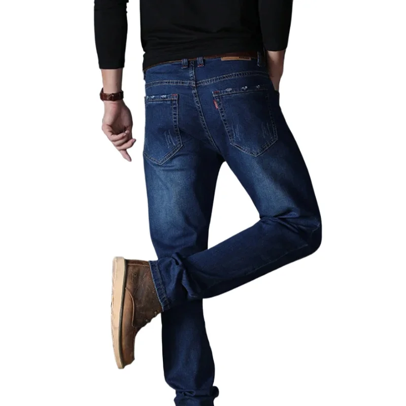 

Men Jeans Plus Size Straight 48 46 44 Loose Black Light Blue Stretched Big Classic Brand Male Pants Elastic Thick Denim Trousers
