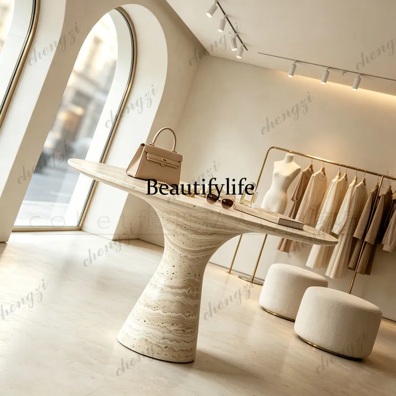 Cream Wind High Sense Nakajima Tai Round Clothing Store Display Marble Display Stand