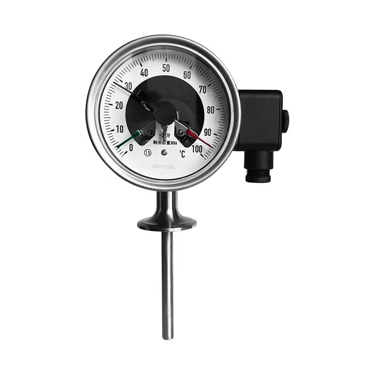 Electric contact temperature switch full stainless steel bimetal thermometer with thermocouple