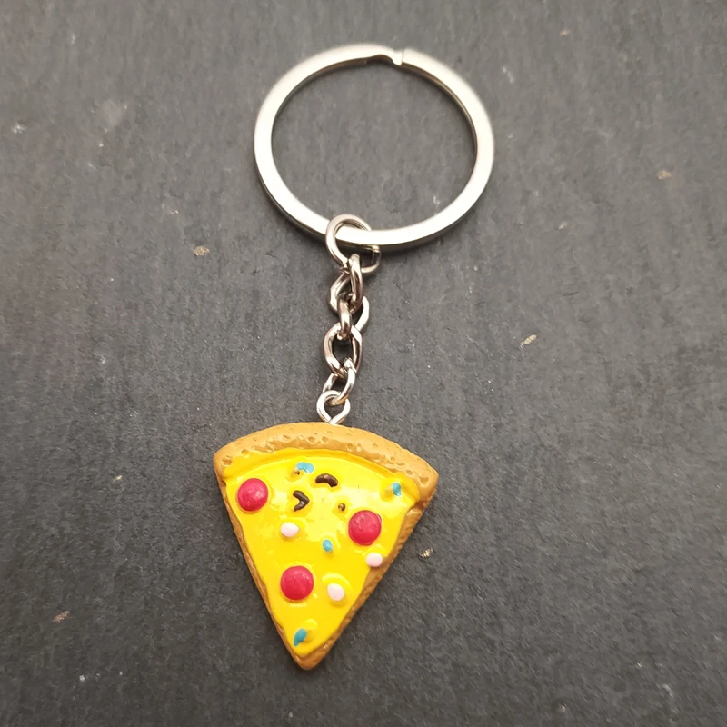 Creative Korean version of simulation pizza fries burger pendant keychain gift promotion food series accessories resin keychain