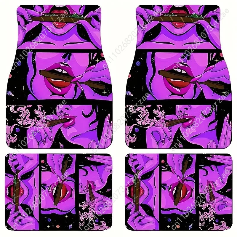 

Psychedelic Art 4pcs Universal Car Floor Mats All-Season Fashionable Auto Interio Absorbent Non-Slip Washable Car Floor Mats