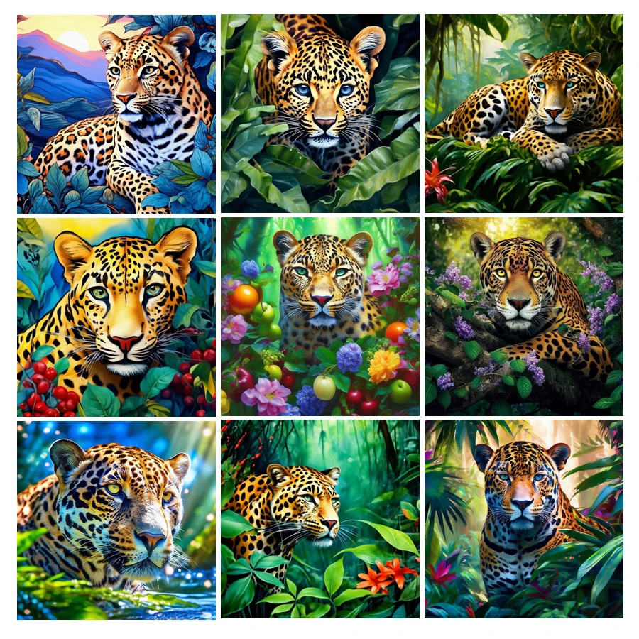 

Diy Diamond Painting New Collection Jungle Leopard Full Mosaic Embroidery Wild Animals Picture Jewelry Cross Stitch Kits