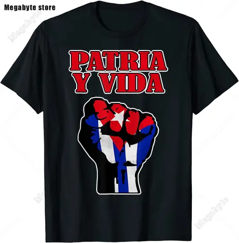 Imagen 2 del producto Patria Y Vida Cuba bandera puño cubano libre Cuba camiseta gráfica ropa informal de algodón manga corta regalos de cumpleaños camiseta de verano
