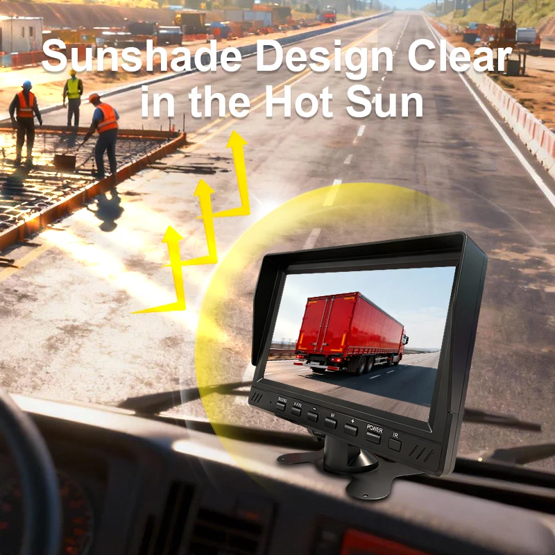 شاشة 7 بوصة AHD للرؤية الخلفية لوقوف السيارات 1080P LED للرؤية الليلية سيارة حافلة شاحنة عكس الكاميرا مع شاشة #5