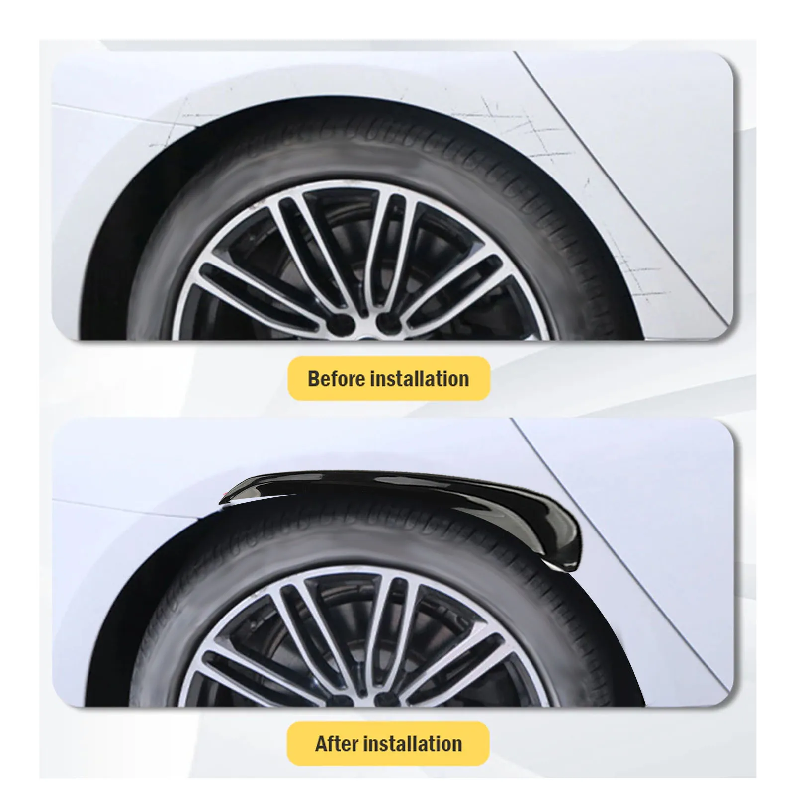 Universal Rubber Fender Flares Car Lip Wheel Eyebrow Wheel Arch Covers Extensions Protector Scratch Proof Rubber Mudguard Car