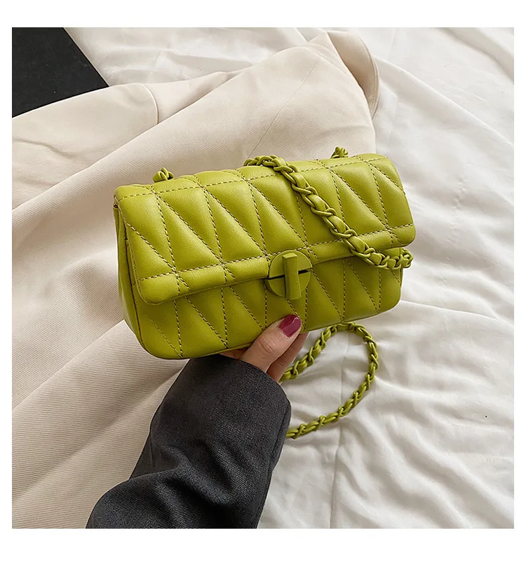 Single Shoulder Niche Design Embroidered Diamond Grid 2024 New Fashionable Versatile Chain Minimalist Women\'s Bag