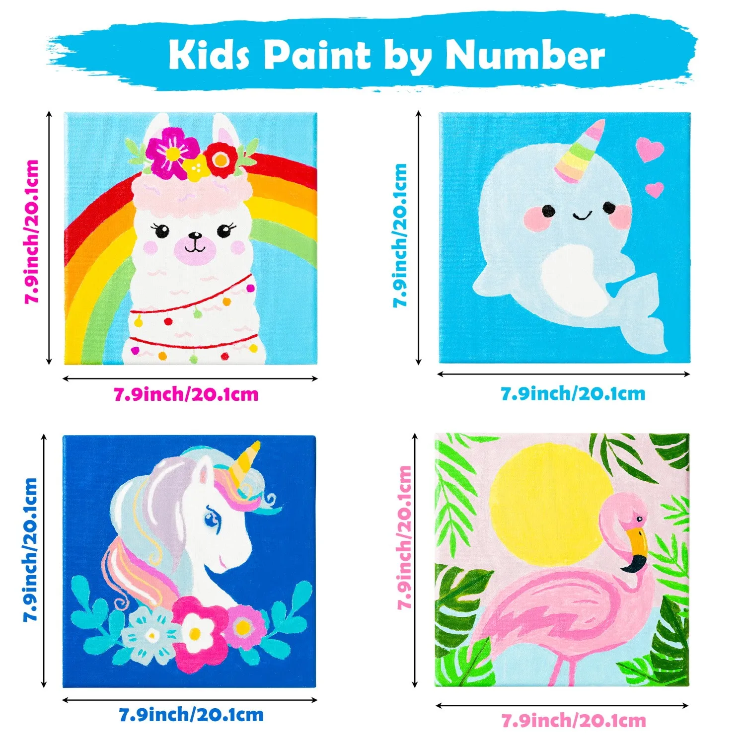 DIY Filling Animals Pattern Color Painting Craft Kit for Back to School Classes Mixed Animals Digital Oil Painting 20x20cm