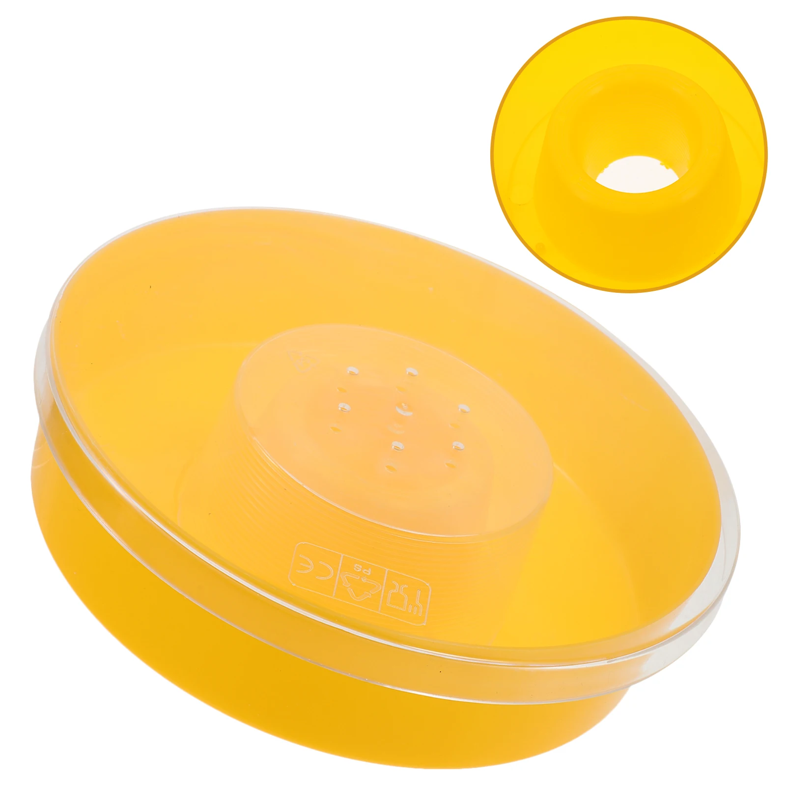 

Round Bee Feeder Durable Plastic Hive Tool For Beekeeping Transparent Drinking Bowl Grip Yellow Feeder Tool