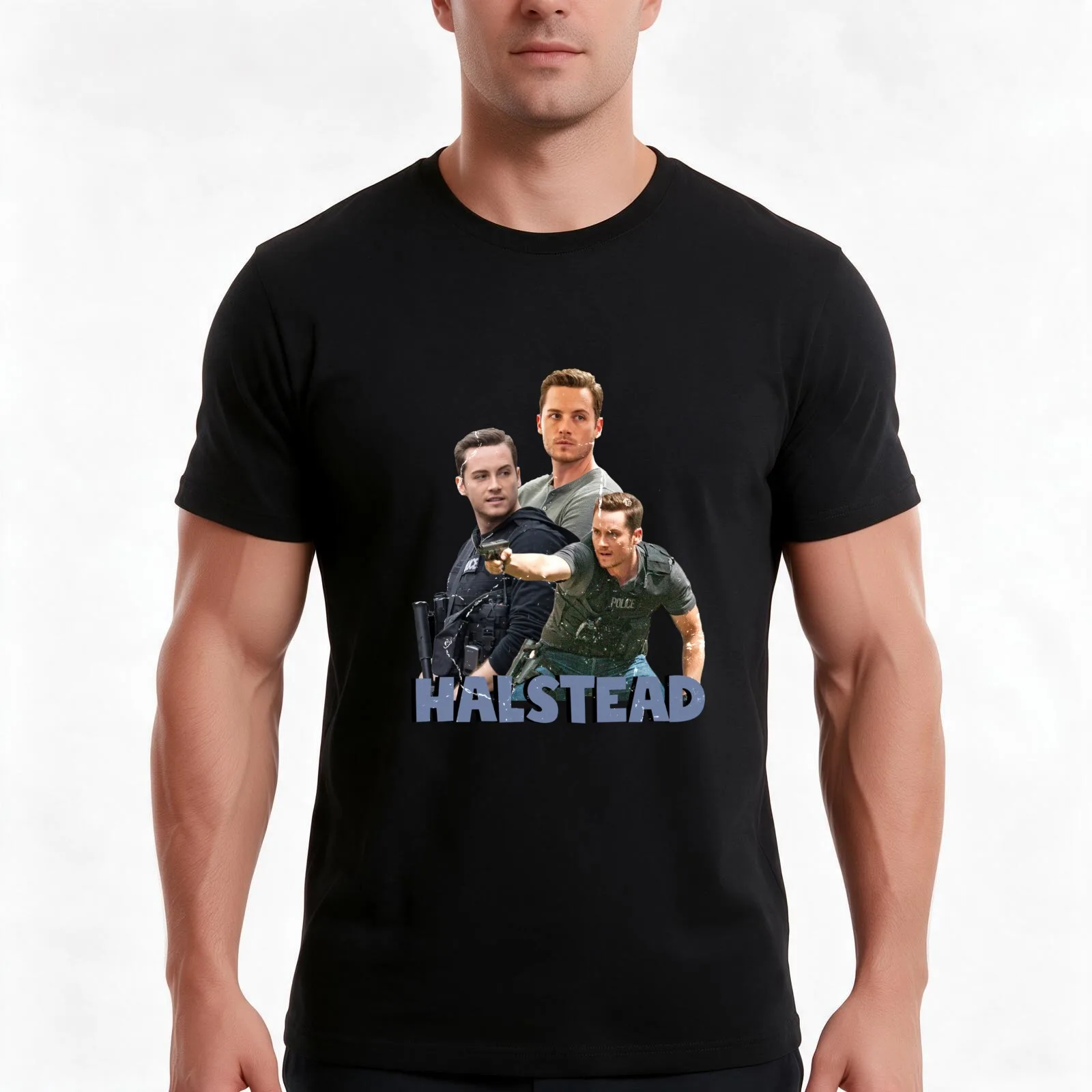 Jay Halstead edit T-Shirt, Summer Casual Cotton Tee, Oversized Streetwear Tops, Vintage Graphic Print, Loose Fit Short Sleeve