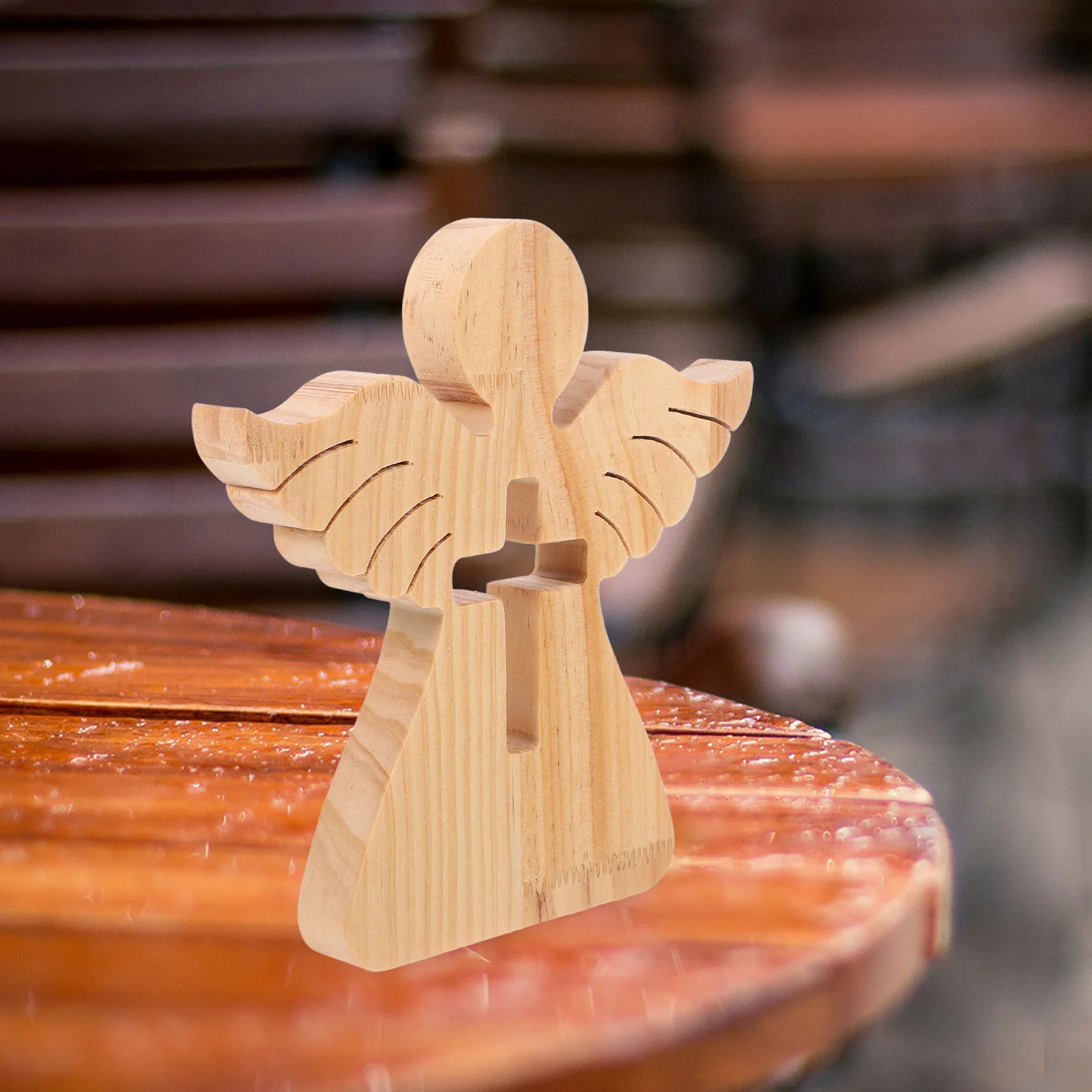 

Angel Cross Wooden Sculpture Perfect Baptism Gift for Girls Boys Home Office Desk Decorative Statue Indoor Outdoor Use