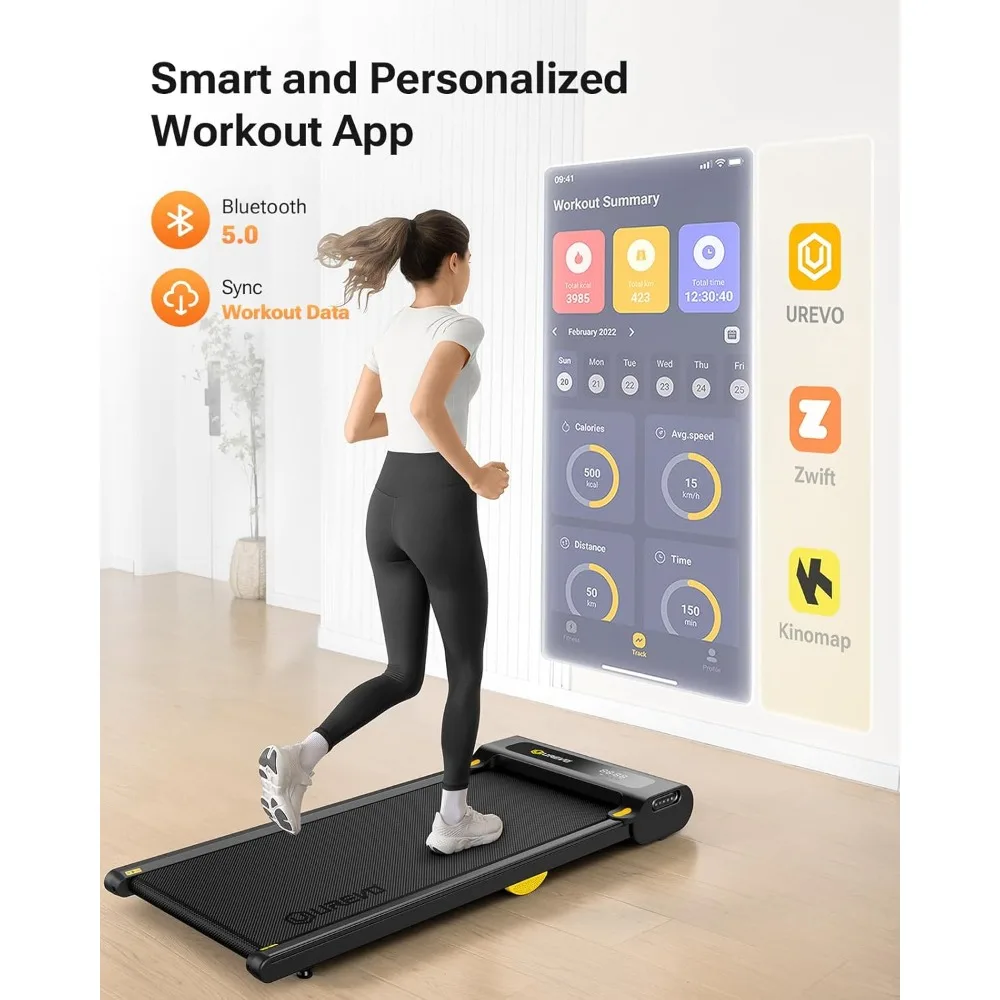 2025 NEW UREVO Under Desk Treadmill, Walking Pad Treadmills for Home, Portable Walking Treadmill 2.25HP