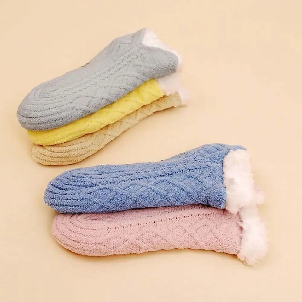 الحلو المرقعة الشتاء الطابق الجوارب هلام السيليكا أفخم رشاقته المخملية الجوارب Kawaii الجوارب النوم الجوارب النساء #3
