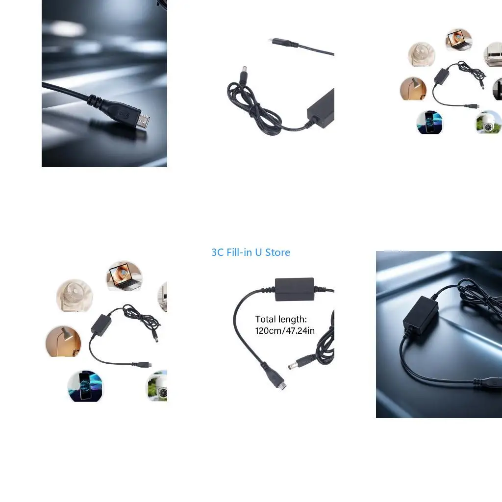 G8TA Double LED PD Charging Cable, USB C 12V to 16.8V 1.2A DC5.5X2.1Mm Cord for Battery Charging