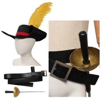 Puss Cosplay In Stiefel Gürtel Bund Schwert Kinder Erwachsene Kappe Hut Mit Feder Katze Roleplay Halloween Karneval Kostüm Zubehör