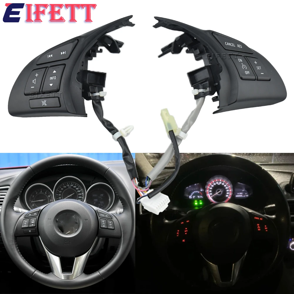 

Черная кнопка управления рулевым колесом, круиз-контроль, переключатель регулировки громкости звука для Mazda CX5 2013-2014 Axela Atenza 2014-2016