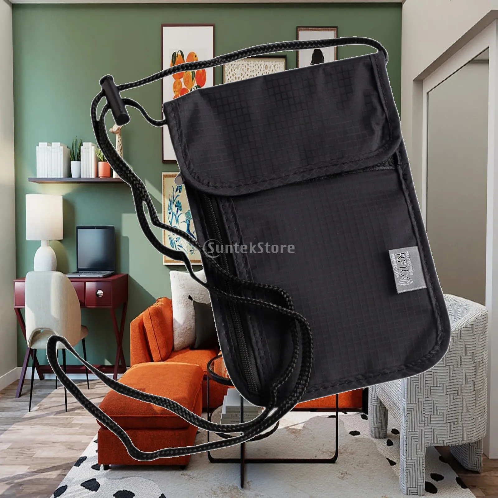 carteira-de-pescoco-impermeavel-com-bloqueio-rfid-multiplos-bolsos-alca-ajustavel-e-fecho-de-ziper-–-bolsa-transversal-para-viagens-deslocamentos-e-compras