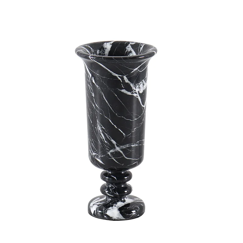 Simple modern natural marble vase model room dining table TV cabinet decoration desktop ornament crafts