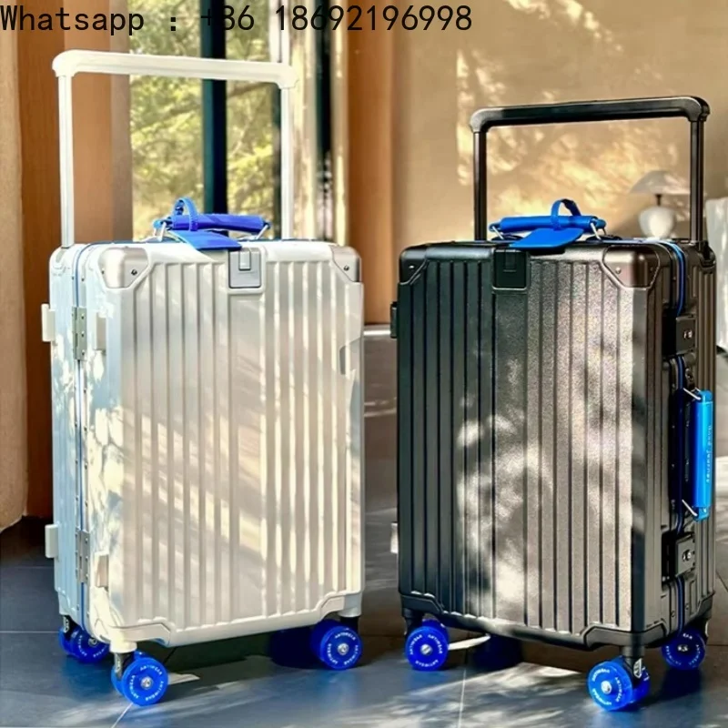 Wide Handlebar Suitcase Rolling Luggage Large Capacity Aluminum Frame Trolley Case with Colorful Silent Spinner Wheels TSA Lock