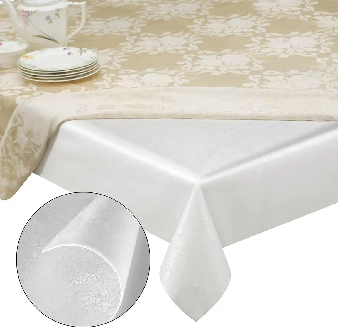 

Quality Table Pad Protector, Superior Protection from Spills, Scratches & Heat - Reusable Table Cloth with Cushion Flann