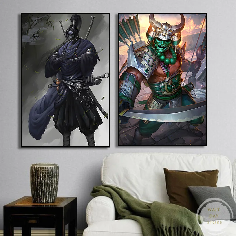 Japan Samurai Anime Poster Bushido Canvas Painting Japanese Warriors Portrait Abstract Wall Art Picture Print Home Wall Decor