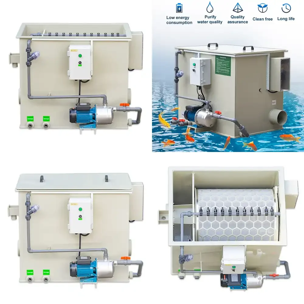 QihangRAS Large Aquaculture Fish Pond Rotating Drum Filter 60000 Litres Gravity Fed Seawater Shrimp Farming Water Filter